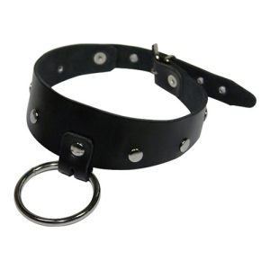 Collar de cuero color Negro