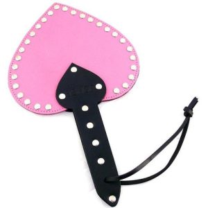 Pala de lujo en cuero  Heart Paddle color Rosa