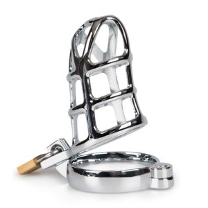 Jaula cromada para el pene con cierre