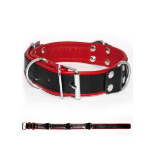 Collar Bdsm en piel Negro y Rojo